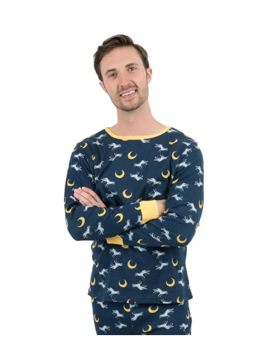 Комплект пижамы с длинным рукавом и брюками Wolf & Moon Navy Leveret — изображение 3 из 3, темно-синий