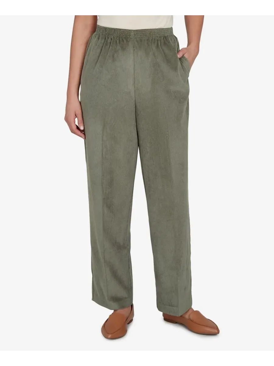 Брюки прямого кроя из вельвета с эластичным поясом Petite Corduroy Elastic Waistband Pants Alfred