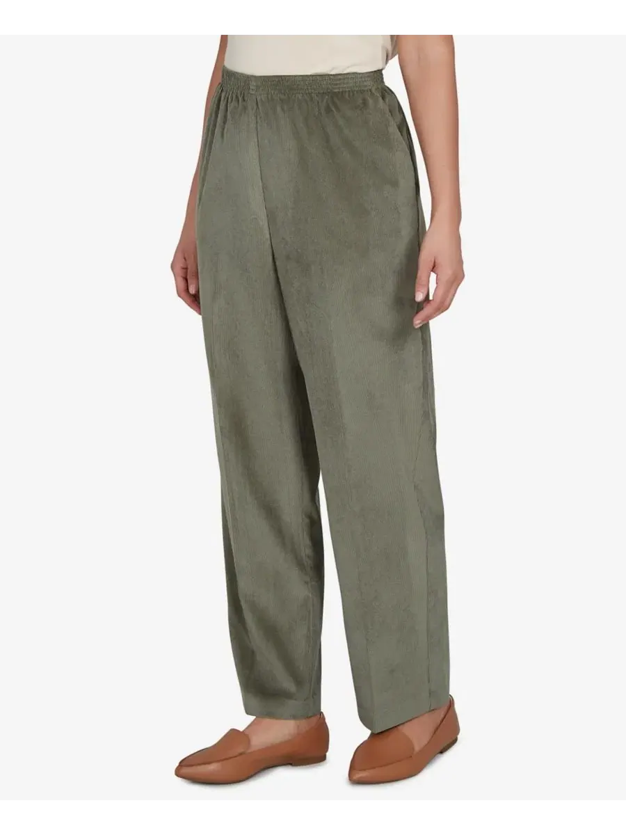 Брюки прямого кроя из вельвета с эластичным поясом Petite Corduroy Elastic Waistband Pants Alfred — изображение 2 из 5