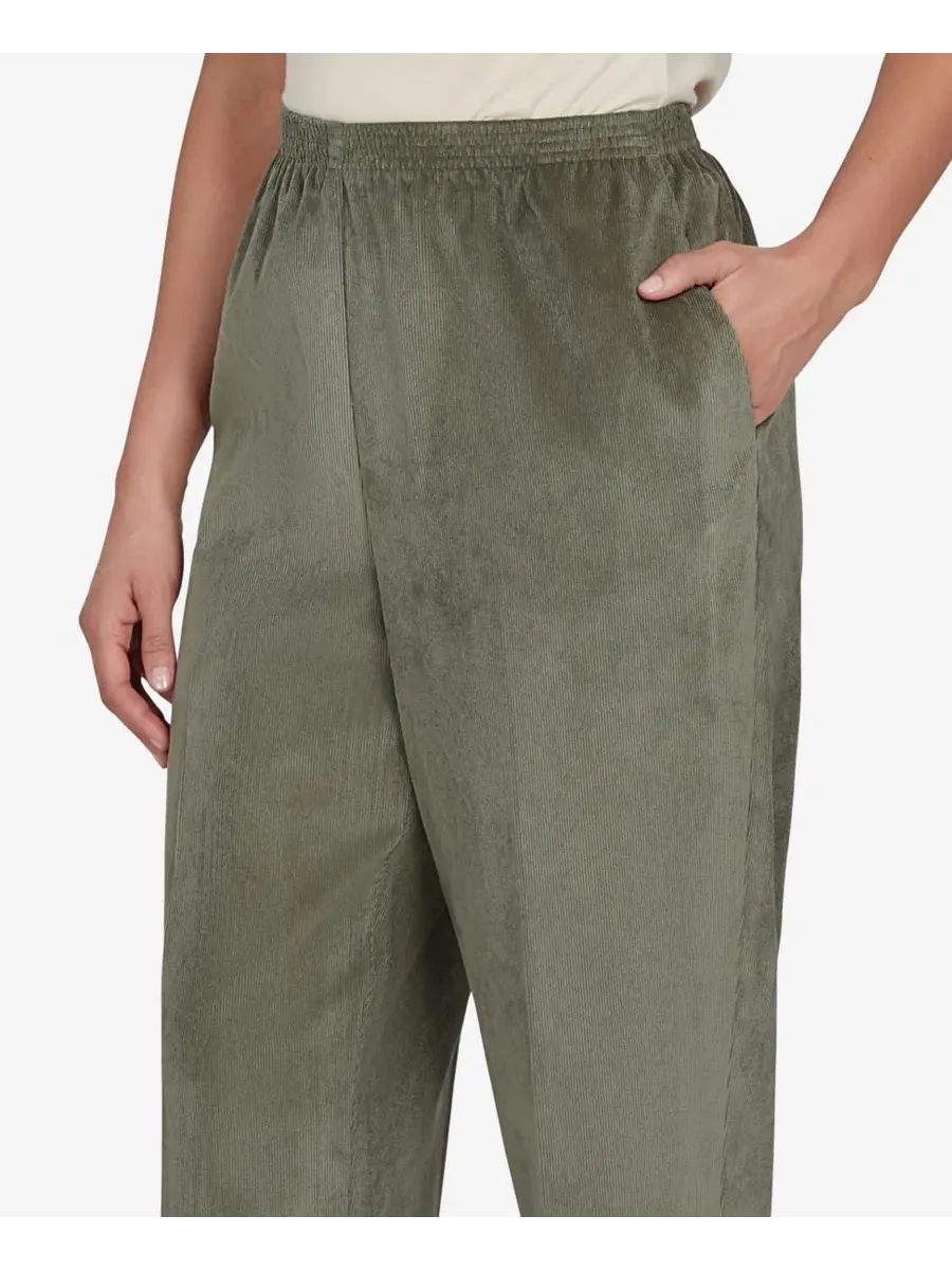 Брюки прямого кроя из вельвета с эластичным поясом Petite Corduroy Elastic Waistband Pants Alfred — изображение 4 из 5