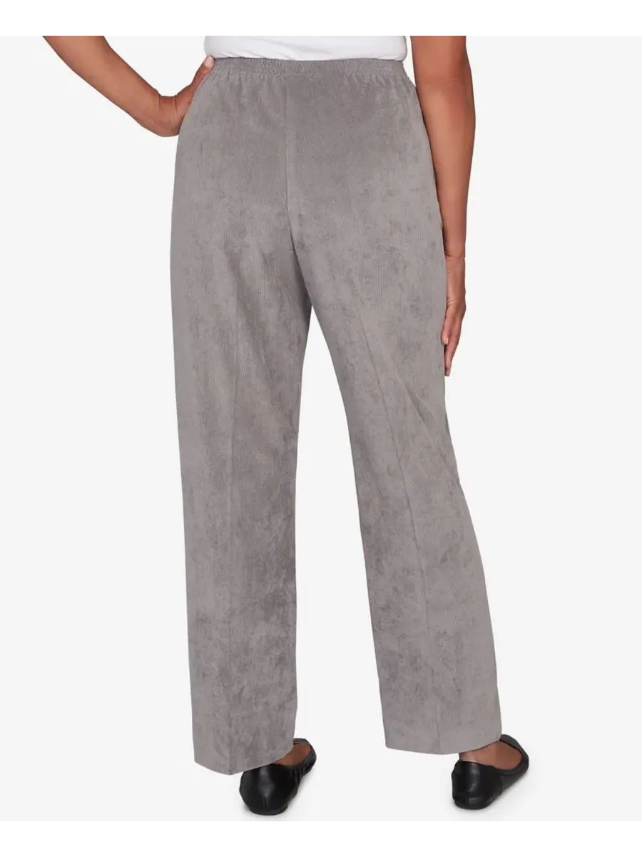 Брюки прямого кроя на резинке Petite Corduroy Elastic Waistband Pants Alfred Dunner — изображение 5 из 5, серый