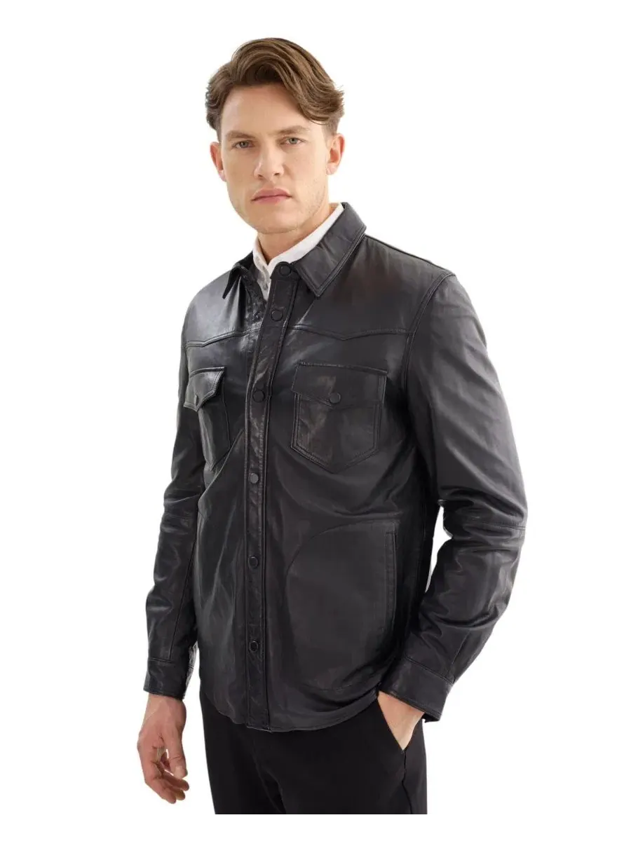 Кожаная рубашка Grant Regency Leathers — изображение 2 из 3, черный