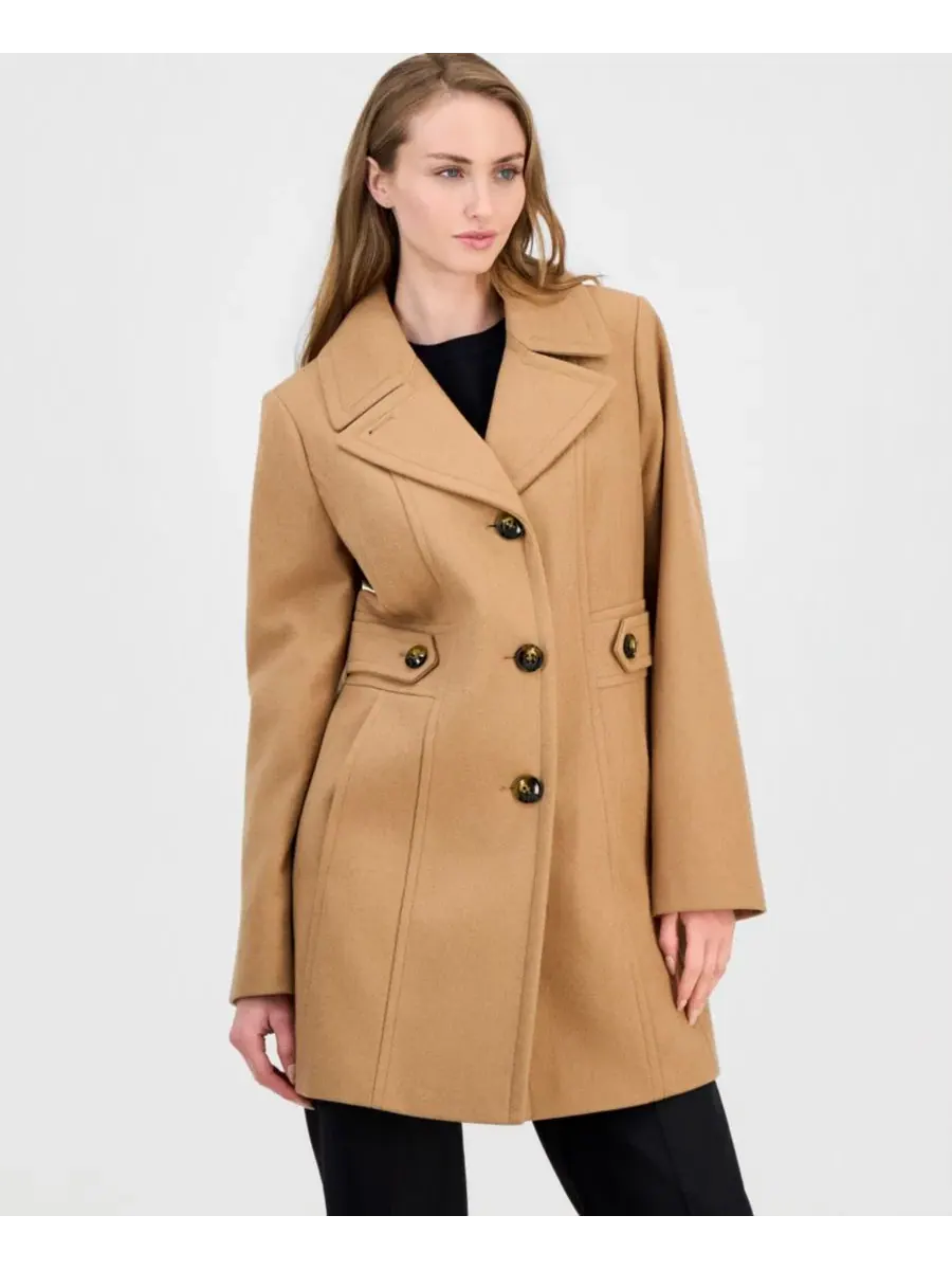 Пальто однобортное с поясом Anne Klein — изображение 1 из 5, верблюжий