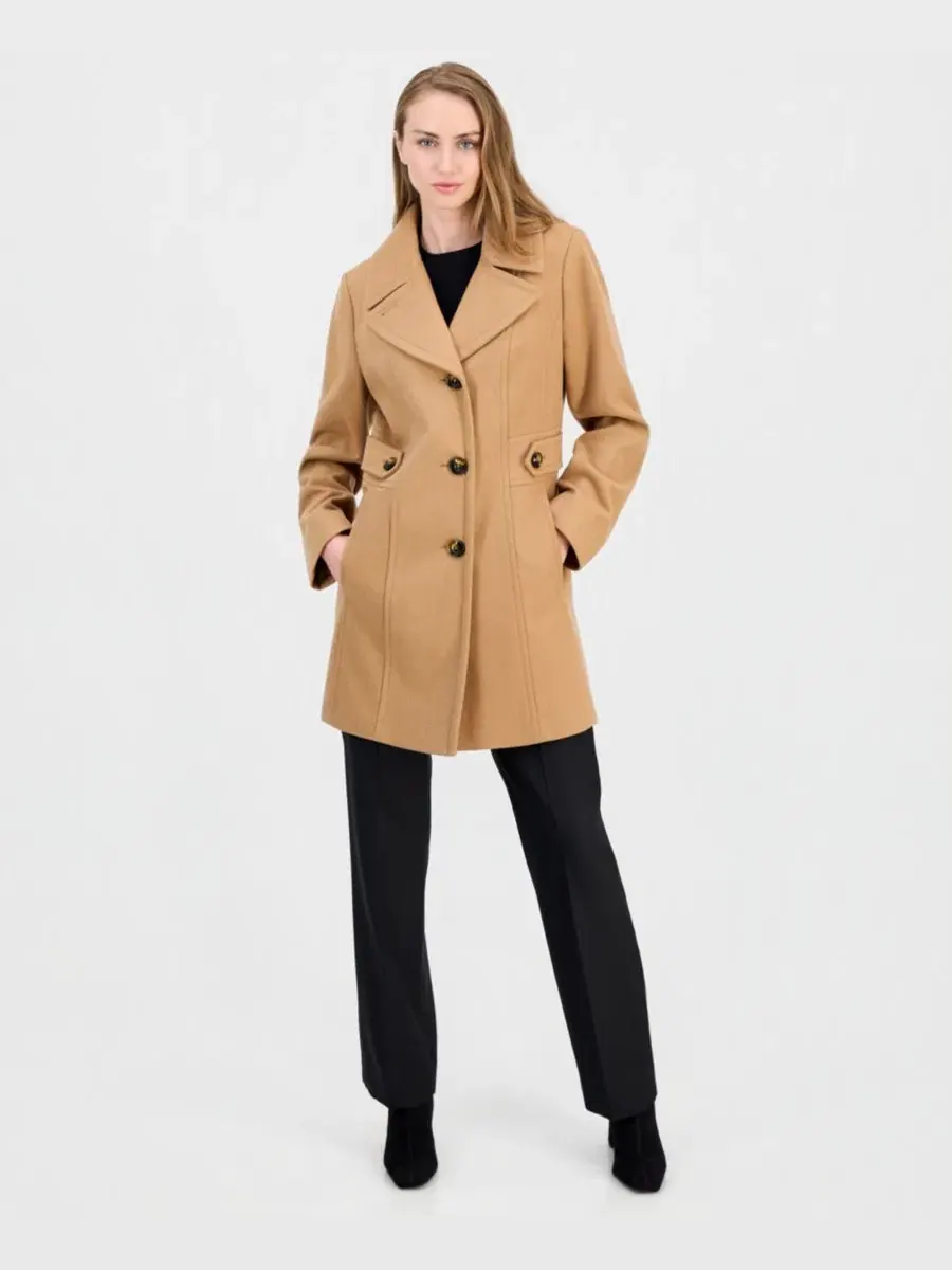 Пальто однобортное с поясом Anne Klein — изображение 2 из 5, верблюжий