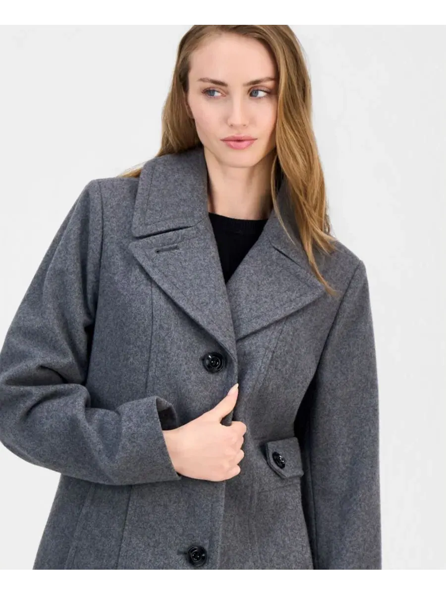 Пальто-тренч однобортное Anne Klein — изображение 3 из 3, серый