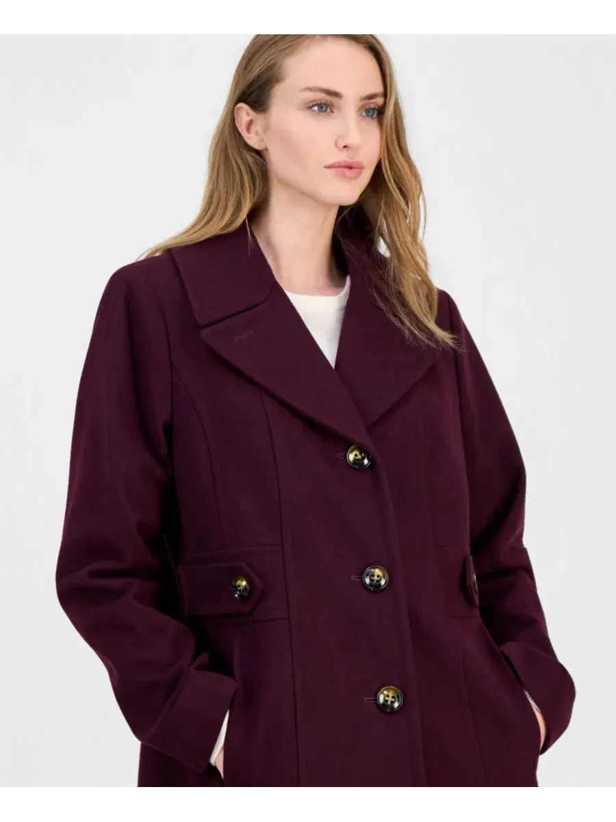 Пальто однобортное с поясом Anne Klein — изображение 3 из 3, фиолетовый