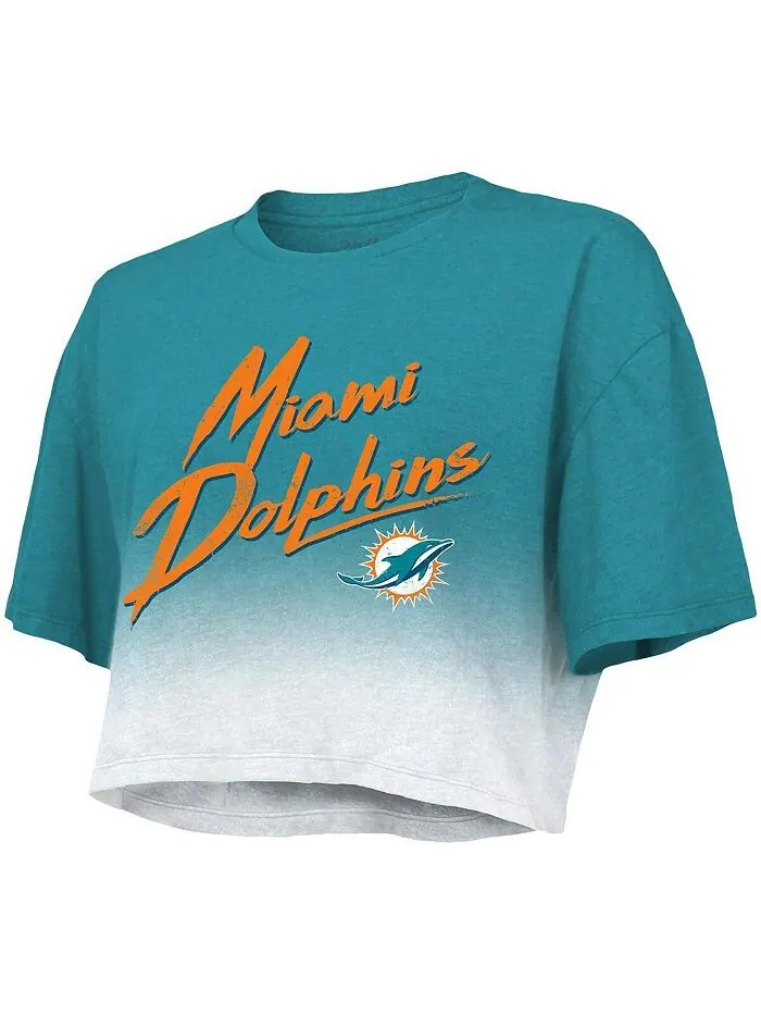 Женские нитки Tua Tagovailoa Aqua, White Miami Dolphins Drip-Dye, имя и номер игрока, укороченная — изображение 2 из 3