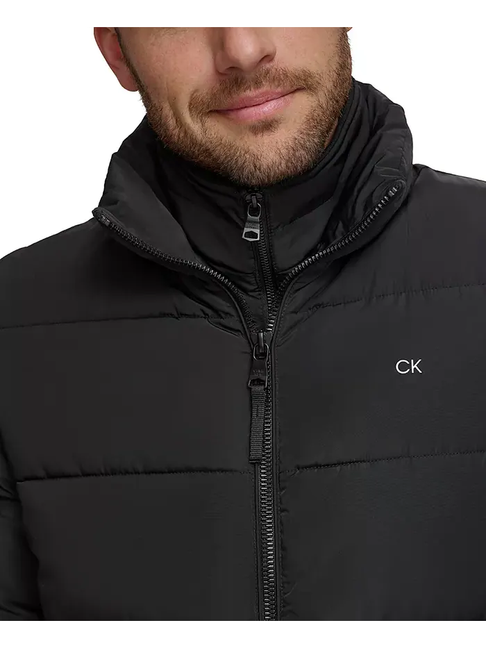 Мужская пуховая куртка с вставкой-нагрудником Calvin Klein — изображение 3 из 5, черный