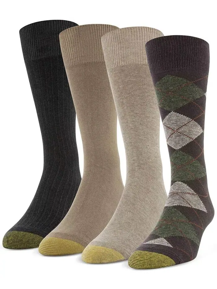 Комплект из 4 повседневных мужских носков Argyle Crew Gold Toe — изображение 1 из 1, хаки