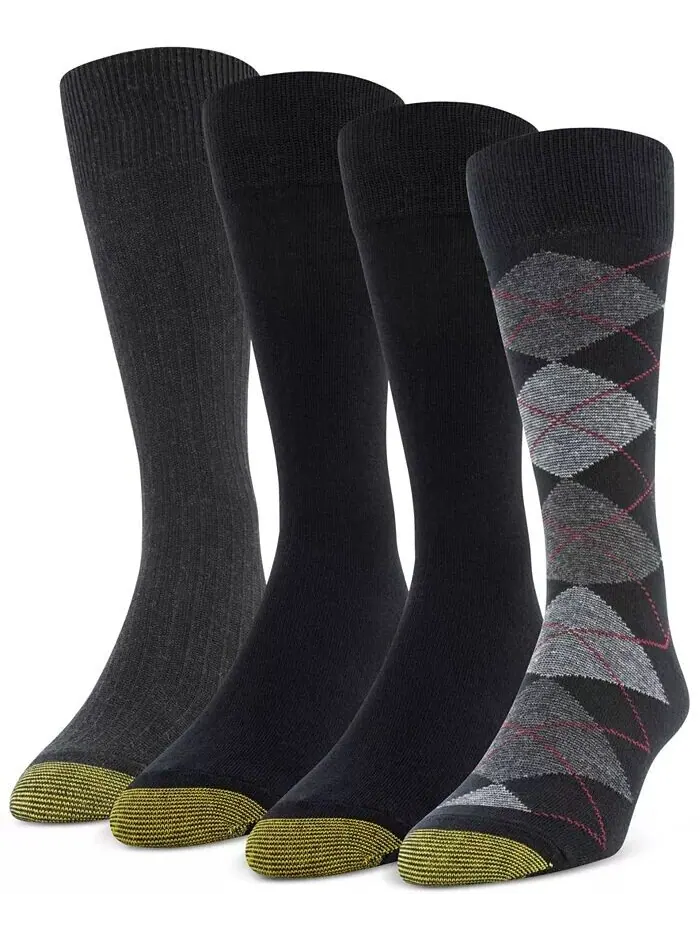Набор из 4 повседневных мужских носков Argyle Crew Gold Toe — серый