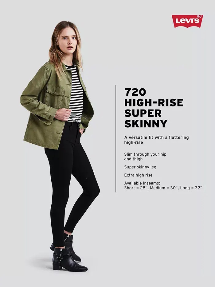 Женские джинсы 720 High-Rise Stretchy Super-Skinny Levi's — изображение 4 из 4, дикий