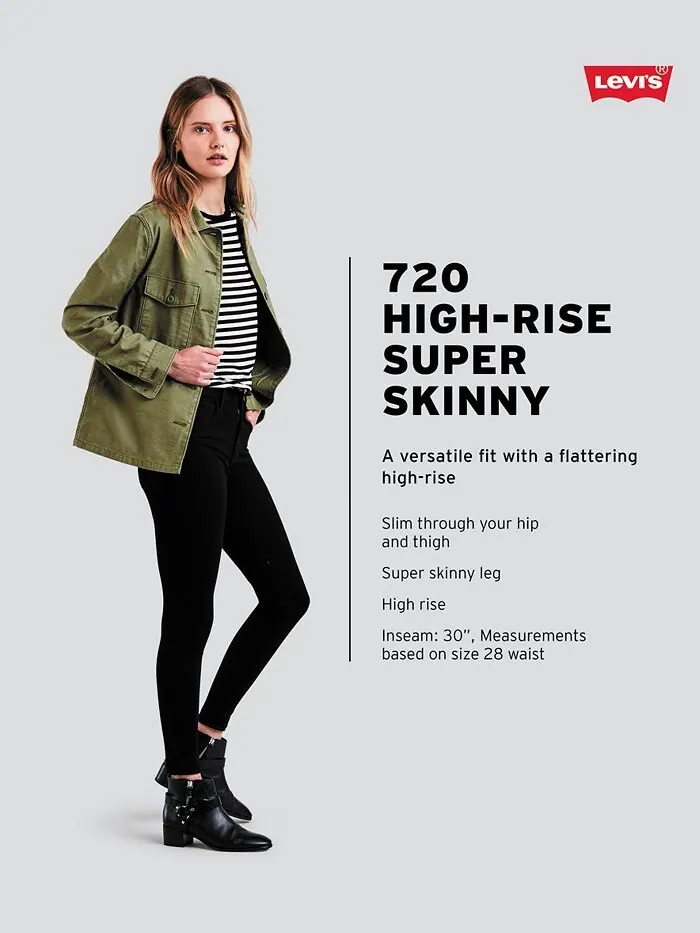 Женские эластичные суперузкие джинсы 720 с высокой посадкой Levi's — изображение 4 из 4