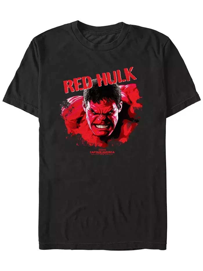 Мужская футболка с коротким рукавом Red Hulk Bust Marvel — черный