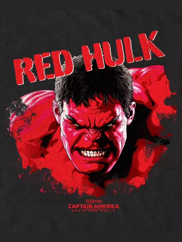 Мужская футболка с коротким рукавом Red Hulk Bust Marvel — изображение 3 из 3, черный