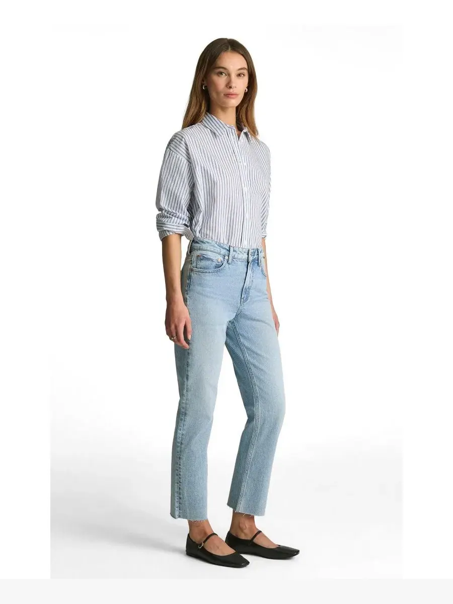 Джинсы прямого кроя с высокой посадкой New York High Rise Straight Leg In Lt Brushed Classic Blue — изображение 2 из 6
