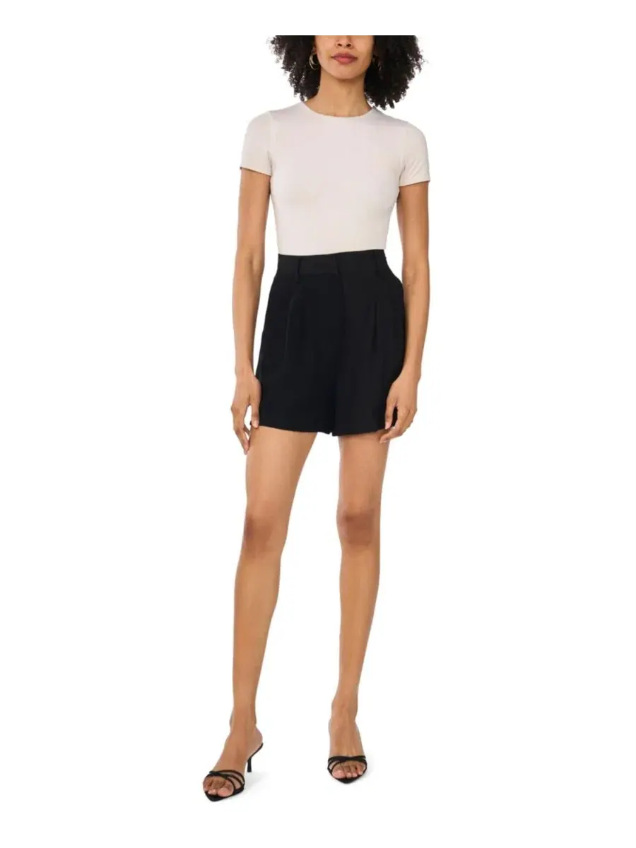 Шорты с защипами на эластичном поясе, модель Pleated Elastic Waistband Vince Camuto — изображение 2 из 5, насыщенный черный