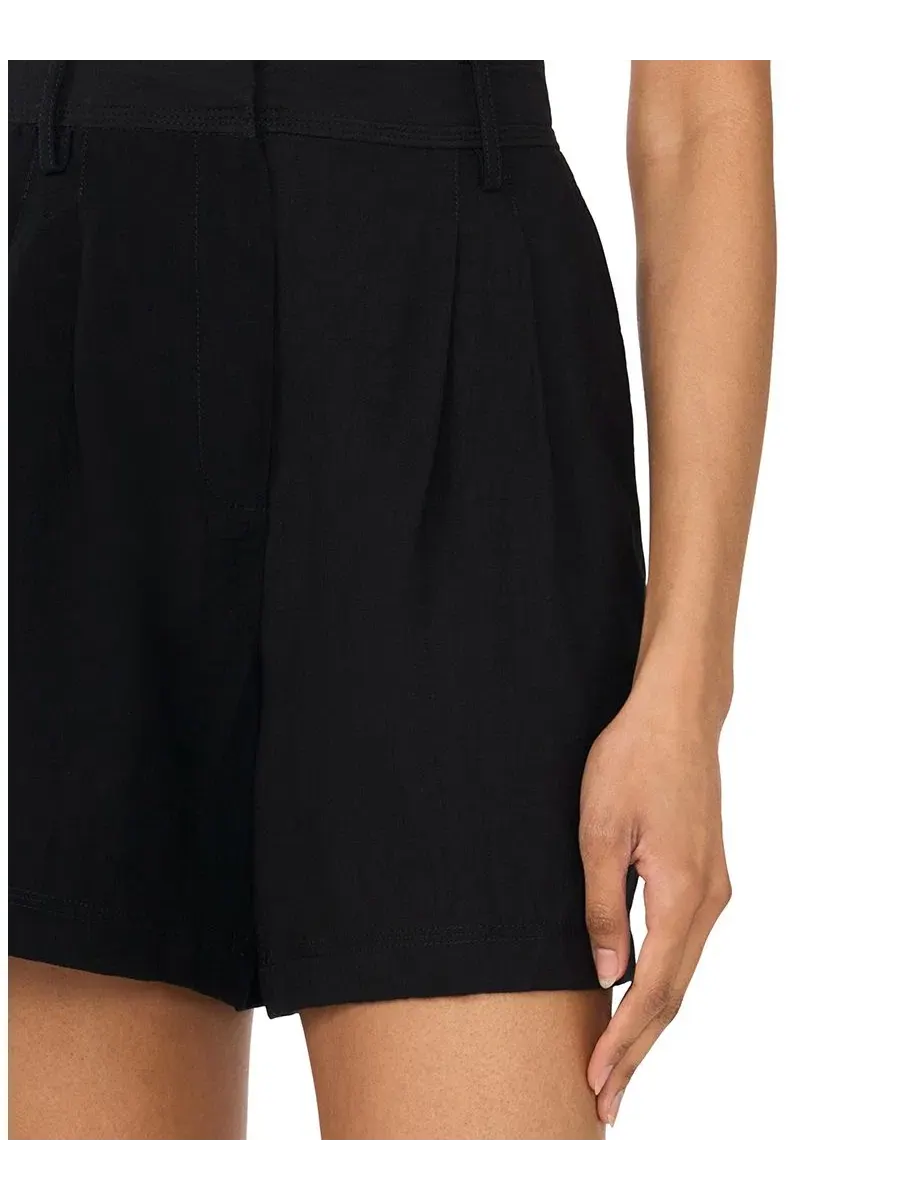 Шорты с защипами на эластичном поясе, модель Pleated Elastic Waistband Vince Camuto — изображение 3 из 5, насыщенный черный