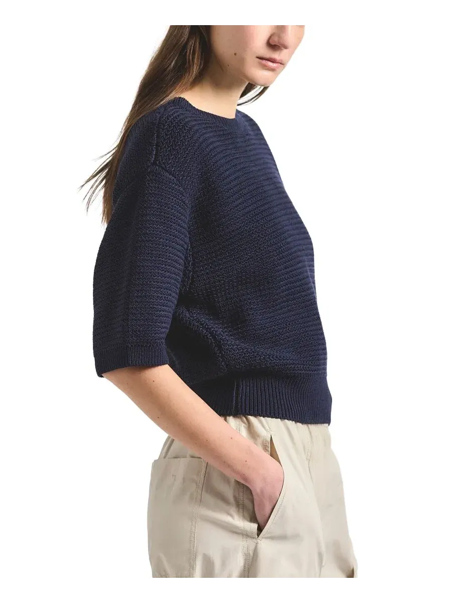 Свитер с коротким рукавом-фонарик Madison Mesh Knit Derek Lam 10 Crosby — изображение 2 из 4, темно-синий