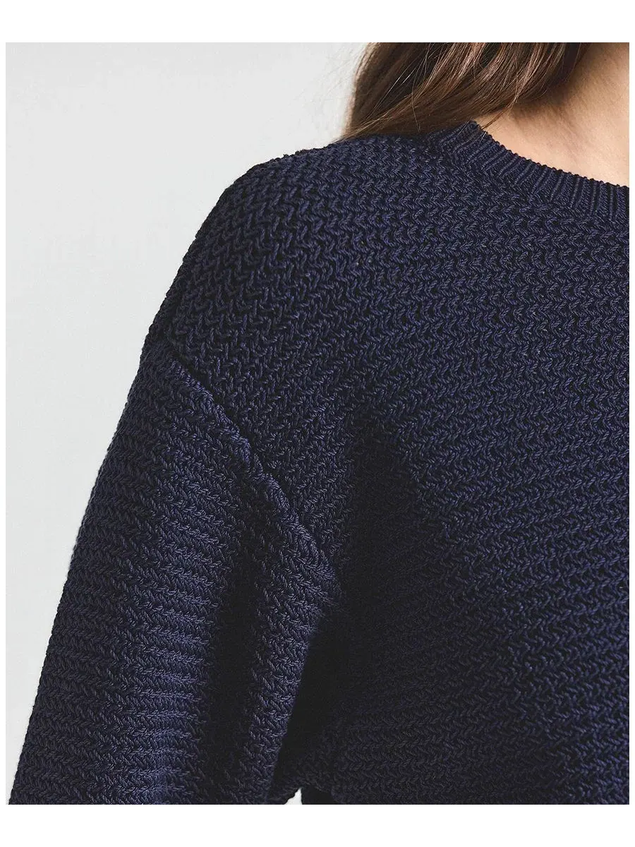 Свитер с коротким рукавом-фонарик Madison Mesh Knit Derek Lam 10 Crosby — изображение 3 из 4, темно-синий
