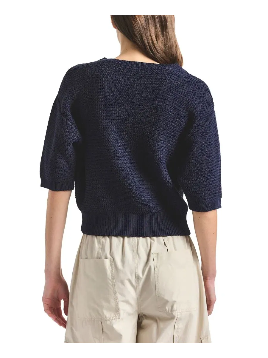 Свитер с коротким рукавом-фонарик Madison Mesh Knit Derek Lam 10 Crosby — изображение 4 из 4, темно-синий