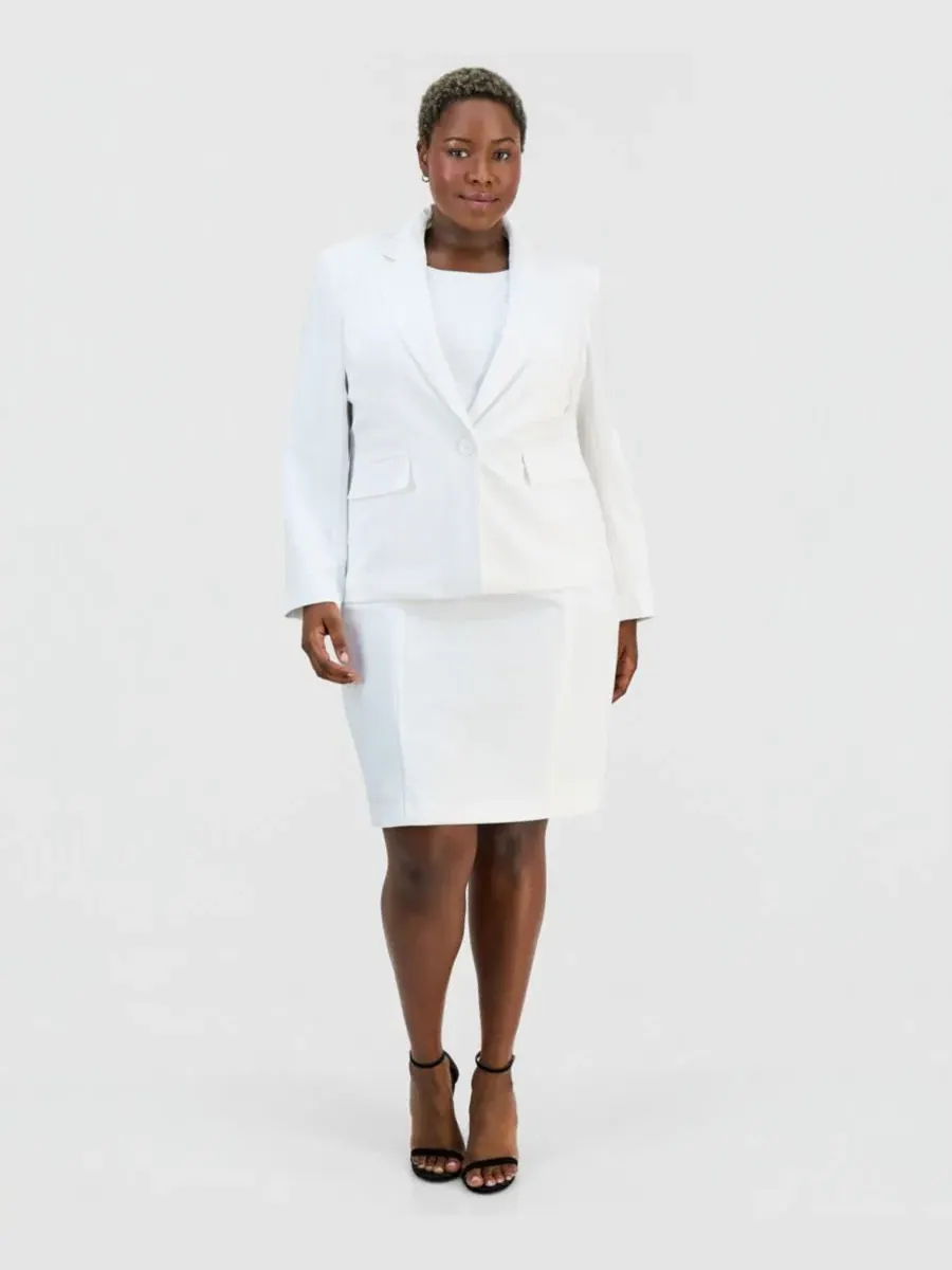 Костюм из жакета-пеплум и платья-футляр Plus Size One-Button Peplum Jacket & Basic Sheath Dress