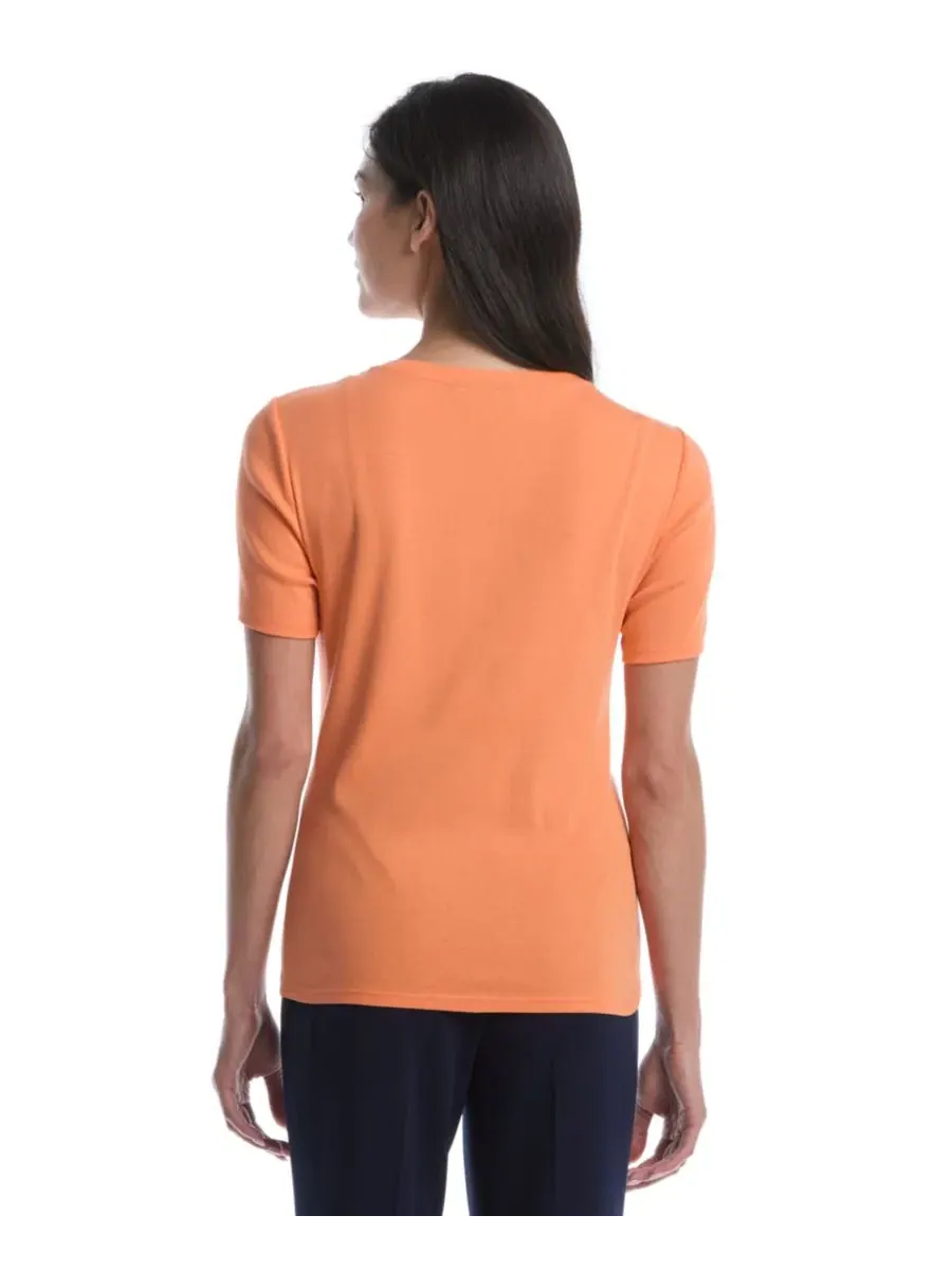 Топ с коротким рукавом Petite Welt Pocket Button Detail Short-Sleeve Top Rafaella — изображение 5 из 5, нектариновый
