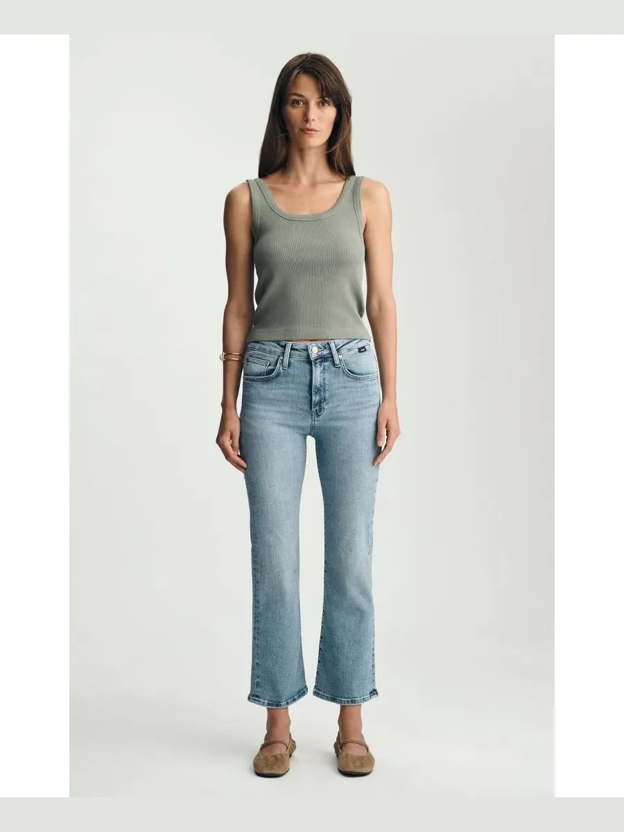 Джинсы клеш с заниженной посадкой Anika Mid Rise Cropped Flare Mavi Jeans — изображение 4 из 6, синий