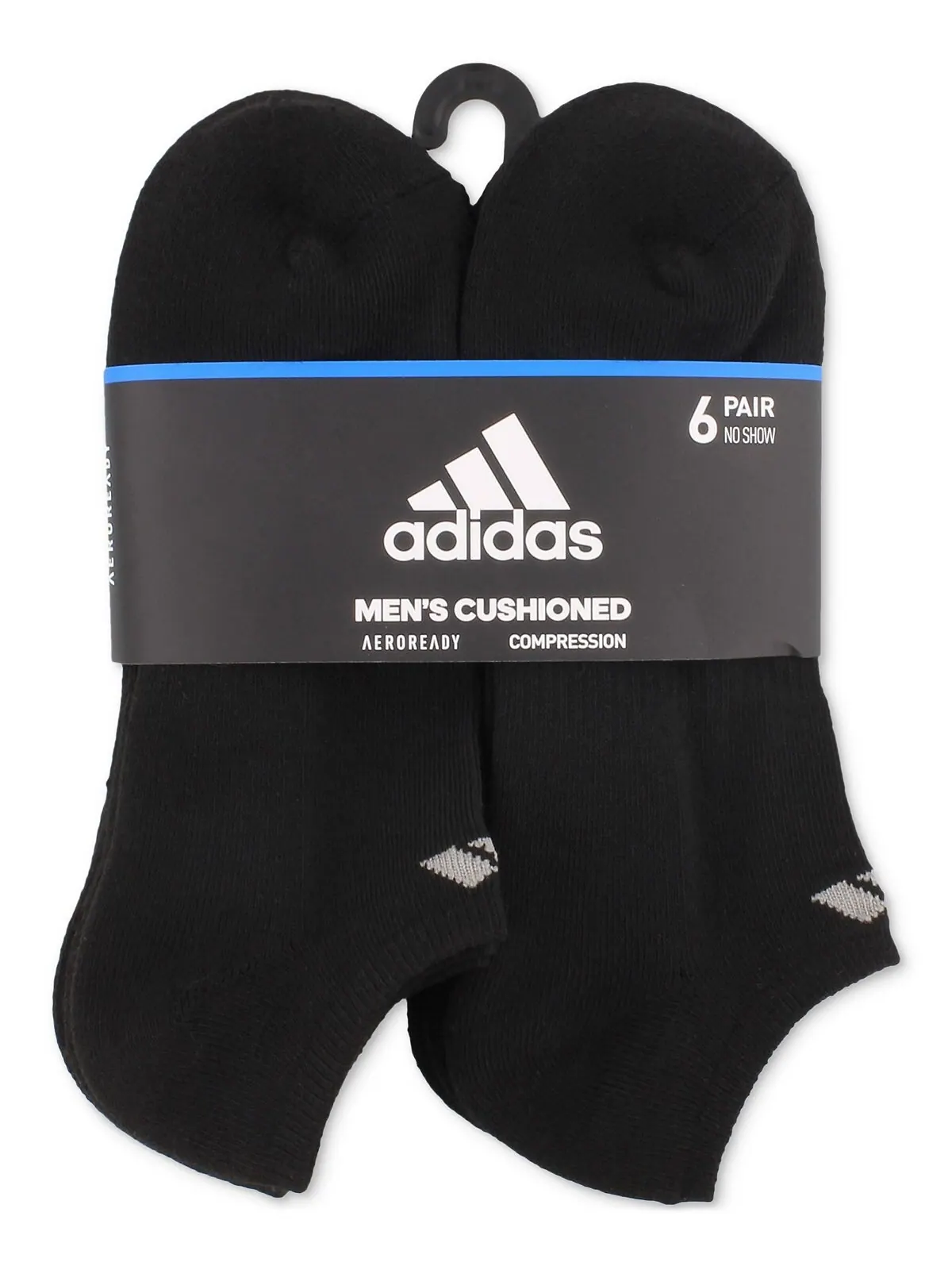 Мужские спортивные носки с мягкой подкладкой, 6 пар носков-невидимок adidas — изображение 2 из 7, черный