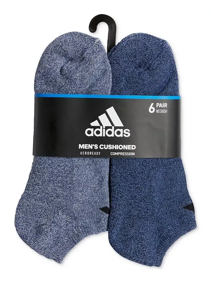 Мужские мягкие спортивные носки, 6 пар, не требующие показа adidas — изображение 5 из 12, темно-синий