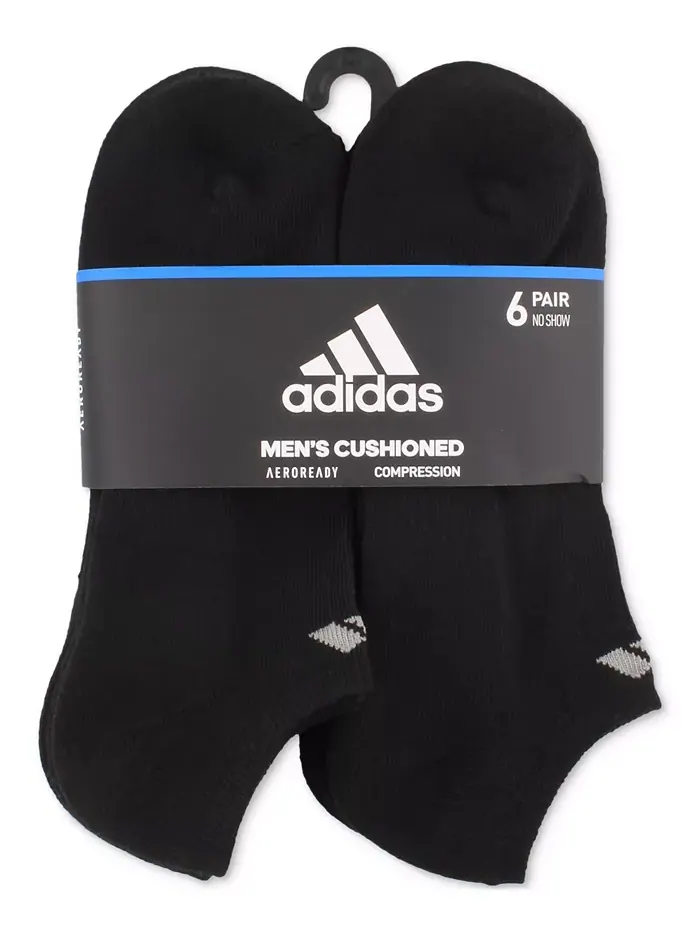 Мужские амортизирующие спортивные носки 6 пар без видимости adidas — изображение 2 из 6, белый