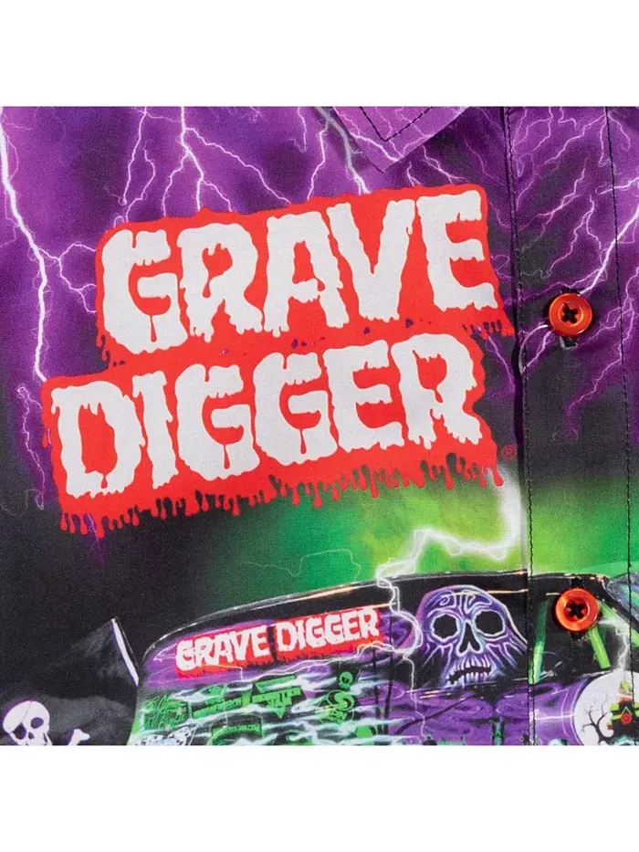 Гавайская рубашка на пуговицах Grave Digger Monster Jam — 6