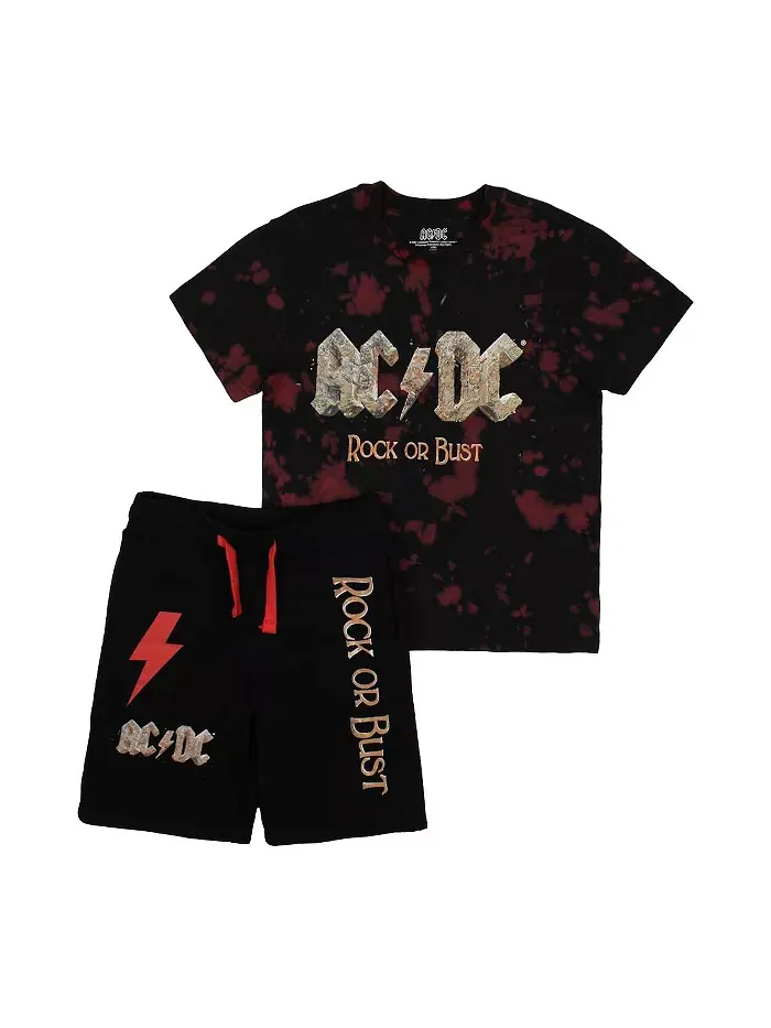 Мальчиковый набор: футболка с коротким рукавом ACDC Rock Or Bust и шорты для отдыха - XXL AC/DC