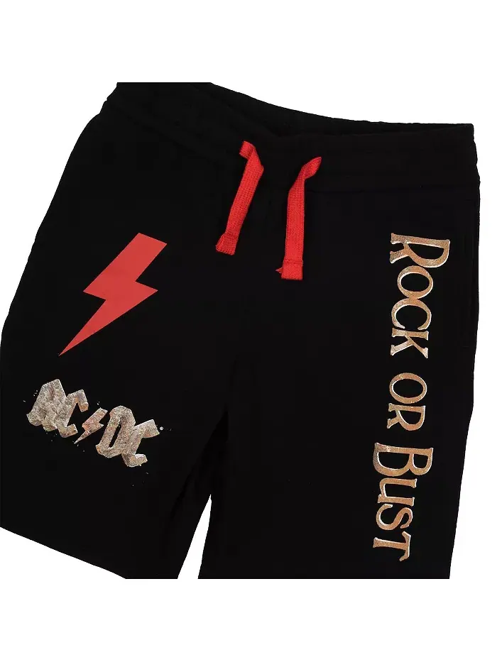 Мальчиковый набор: футболка с коротким рукавом ACDC Rock Or Bust и шорты для отдыха - XXL AC/DC — изображение 4 из 4, черный