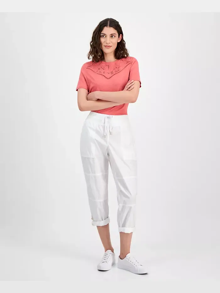 Женские хлопковые брюки с отворотами Utility Nautica Jeans — белый