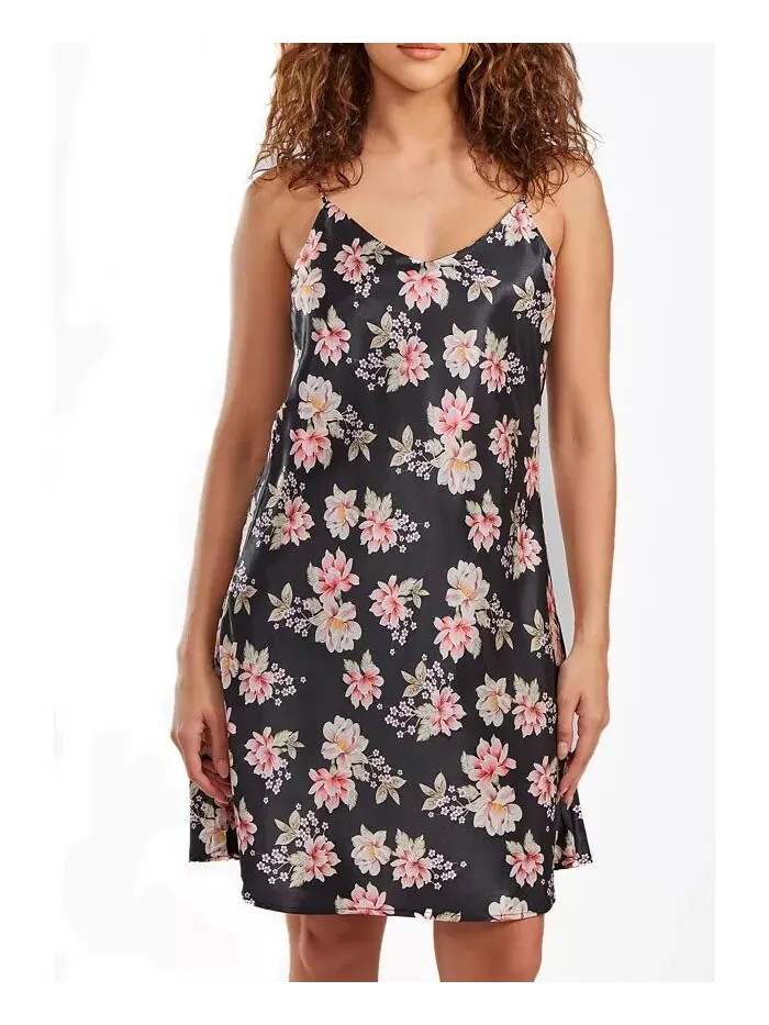 Женская сорочка Cyrus Ultra Soft Floral Satin Chemise с косым кроем iCollection