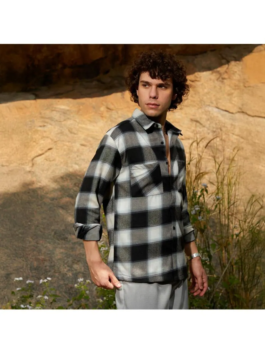 Мужская рабочая куртка Onyx Black Tartan Campus Sutra — изображение 2 из 6, черный