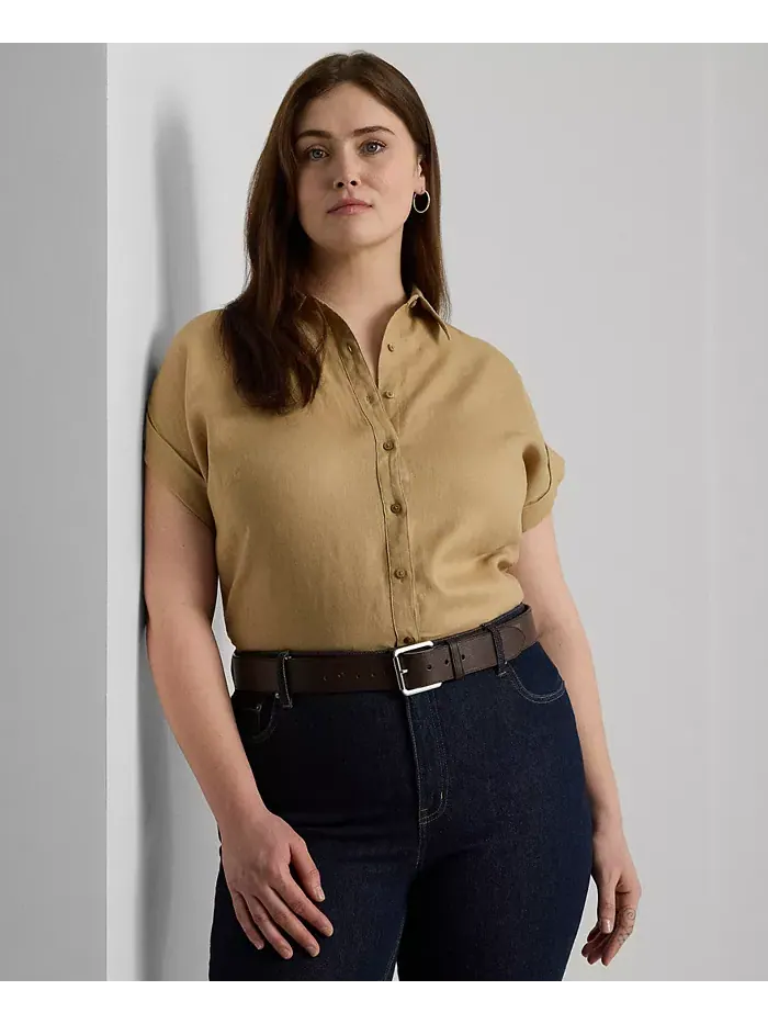 Рубашка из 100% льна с рукавом «летучая мышь», P/XS-3X Lauren Ralph Lauren — изображение 2 из 2, бежевый