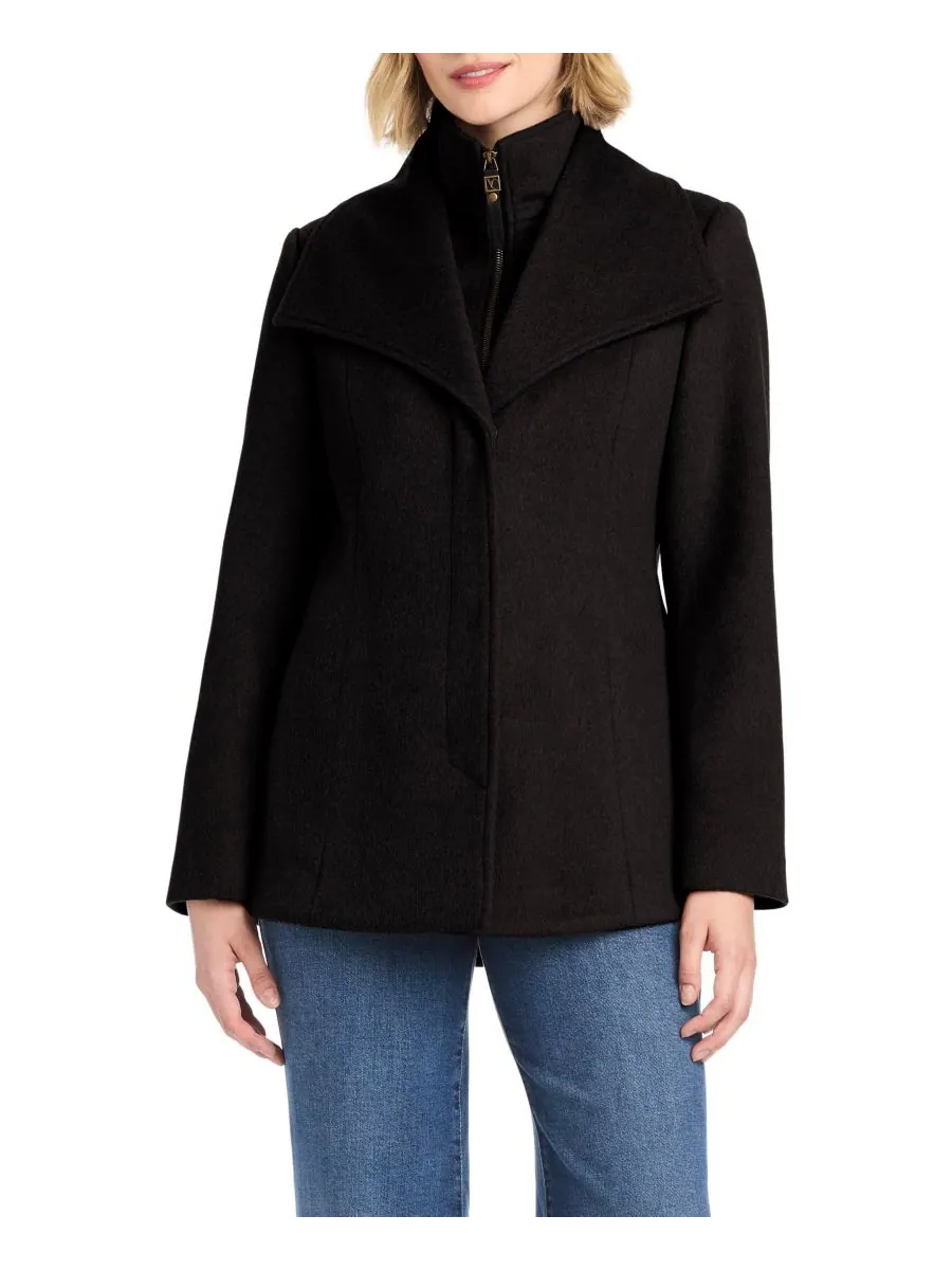 Женское короткое шерстяное пальто с несъемным нагрудником Vince Camuto