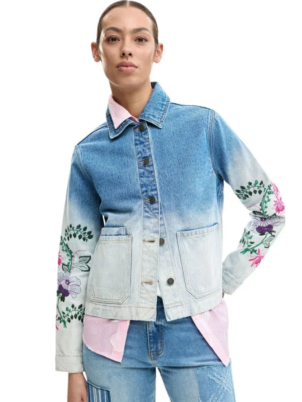 Женская джинсовая куртка с цветами Desigual