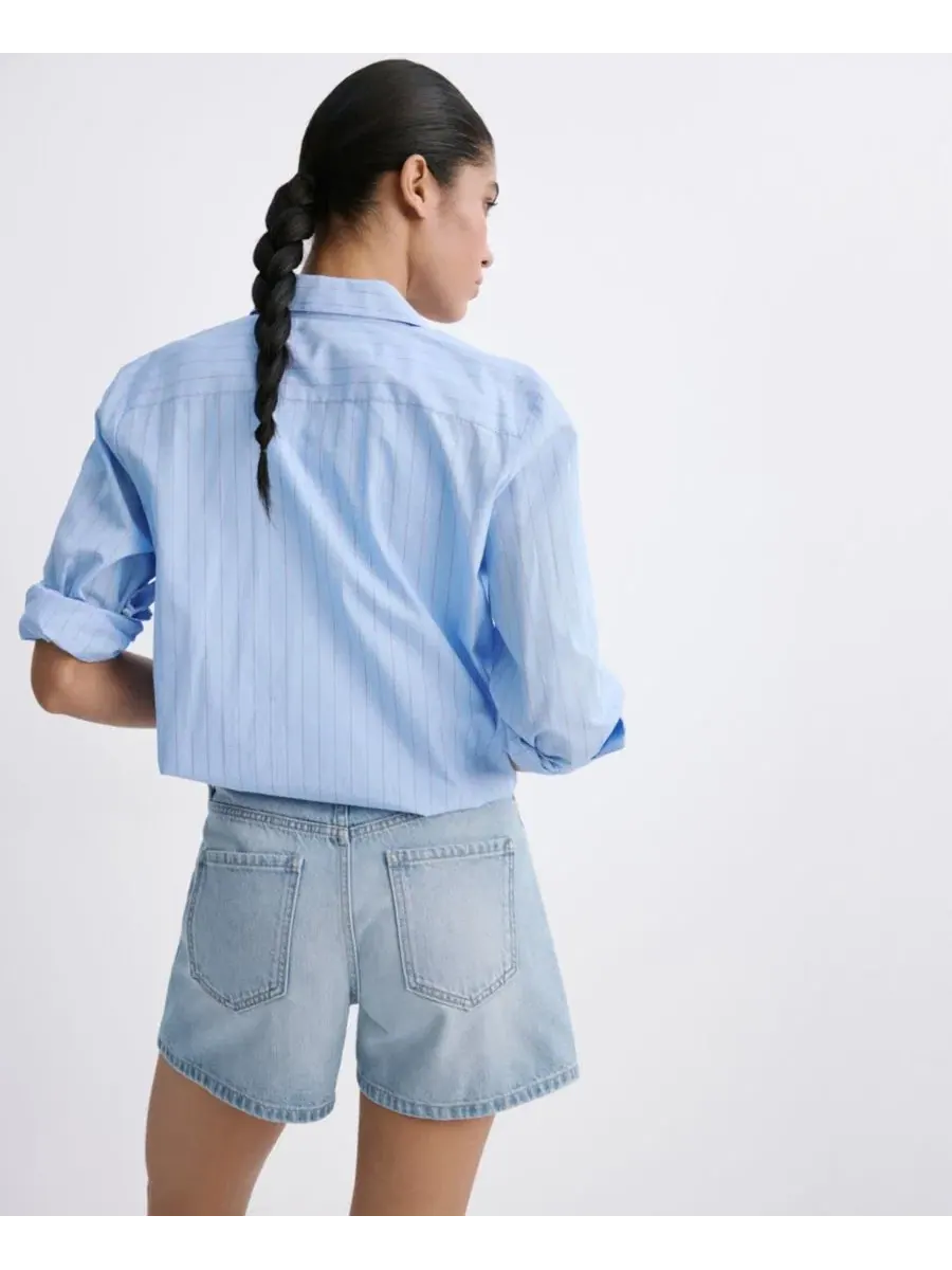 Прямые джинсовые шорты с завышенной талией MANGO — изображение 4 из 5, синий