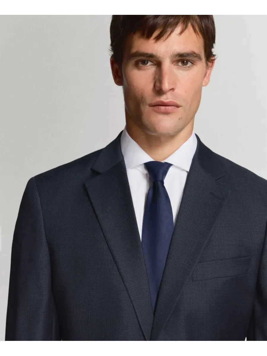Пиджак из шерсти Turin Wool с лацканами MANGO — изображение 3 из 6, темный темно-синий