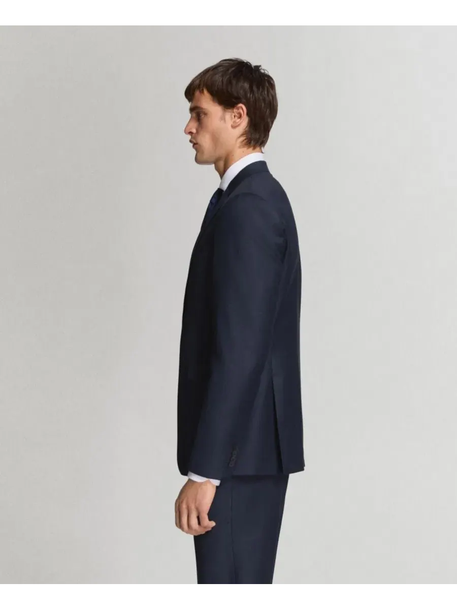Пиджак из шерсти Turin Wool с лацканами MANGO — изображение 4 из 6, темный темно-синий