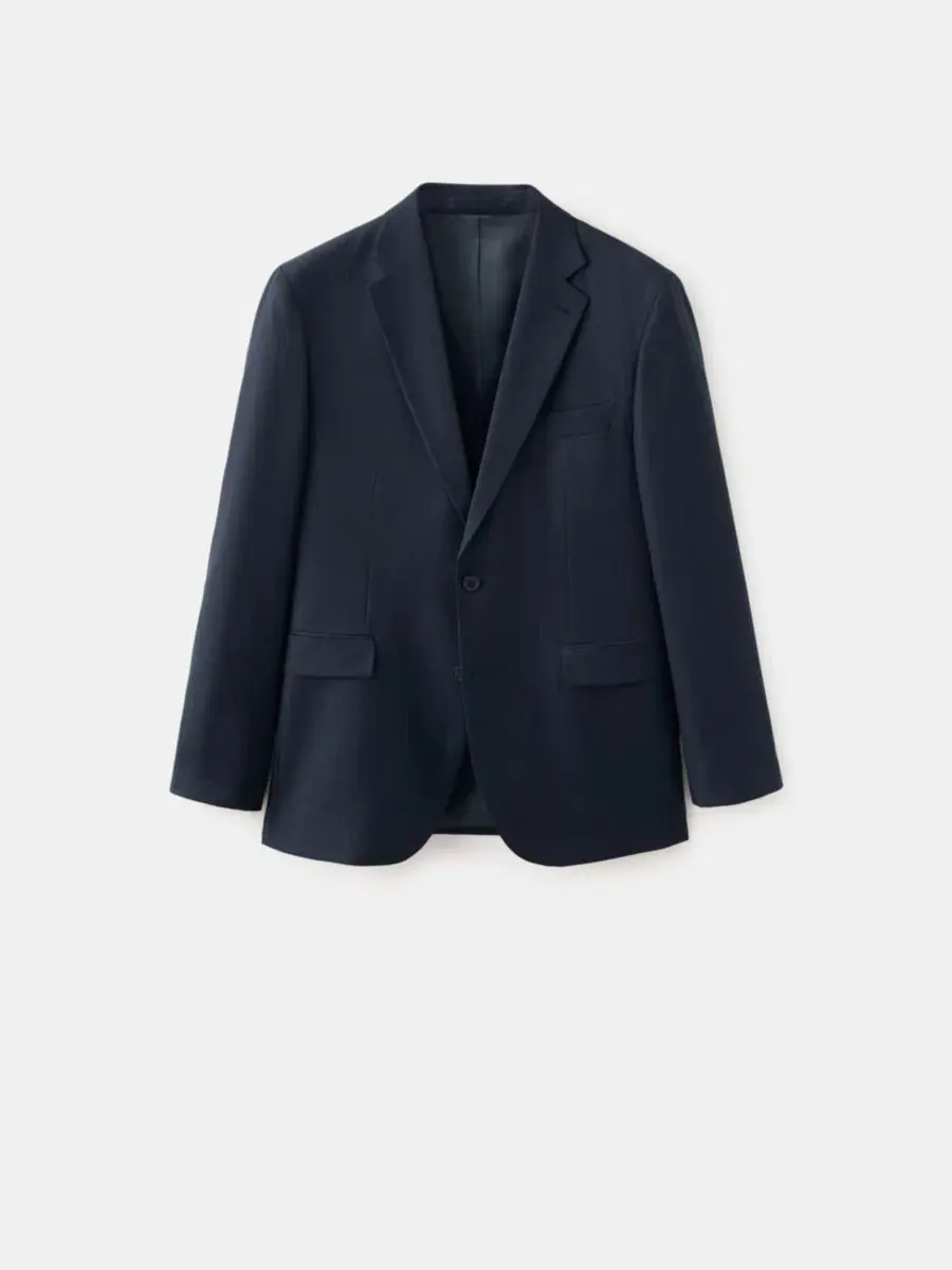 Пиджак из шерсти Turin Wool с лацканами MANGO — изображение 6 из 6, темный темно-синий