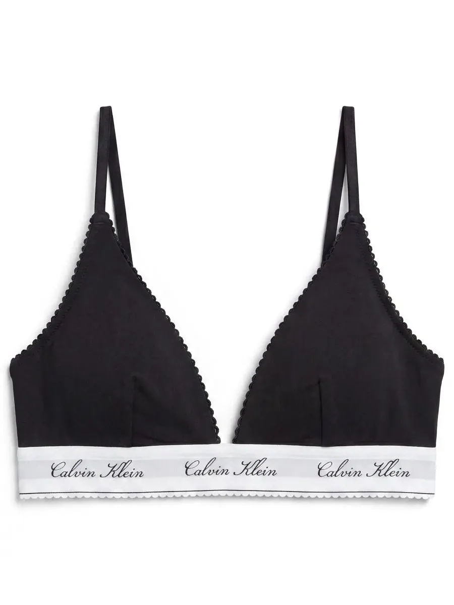 Бюстгальтер-треугольник на бретелях Icon Cotton-Modal Script Calvin Klein — изображение 3 из 7, черный