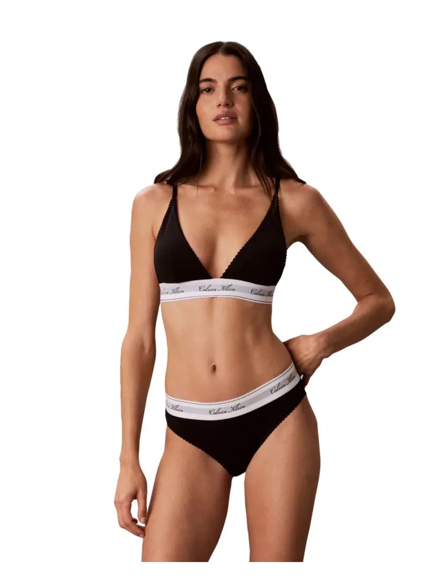 Бюстгальтер-треугольник на бретелях Icon Cotton-Modal Script Calvin Klein — изображение 4 из 7, черный