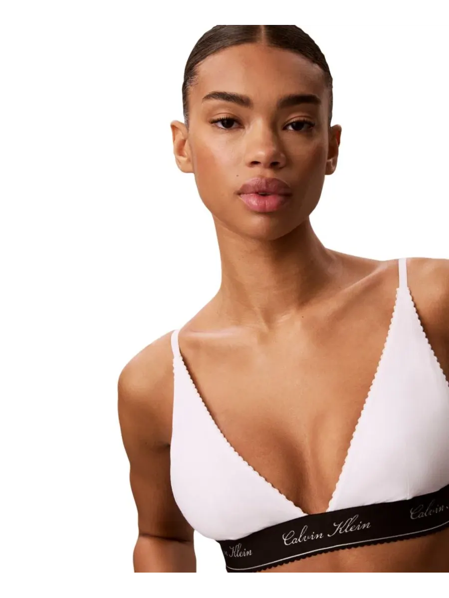 Бюстгальтер треугольной формы без косточек Icon Cotton-Modal Script Calvin Klein — изображение 9 из 10, белый
