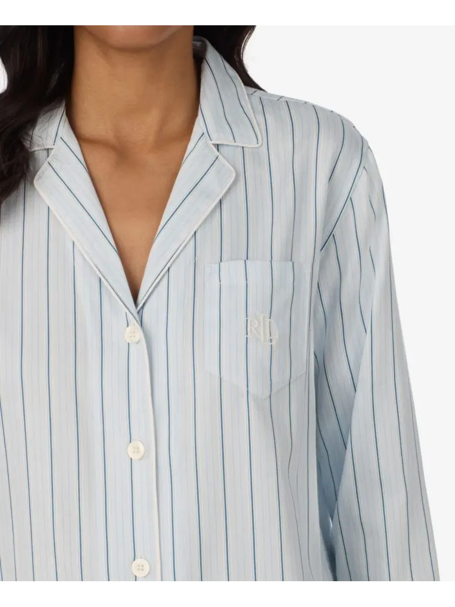 Женский пижамный комплект с длинным рукавом, с монограммой LRL Lauren Ralph Lauren — изображение 2 из 3, синий