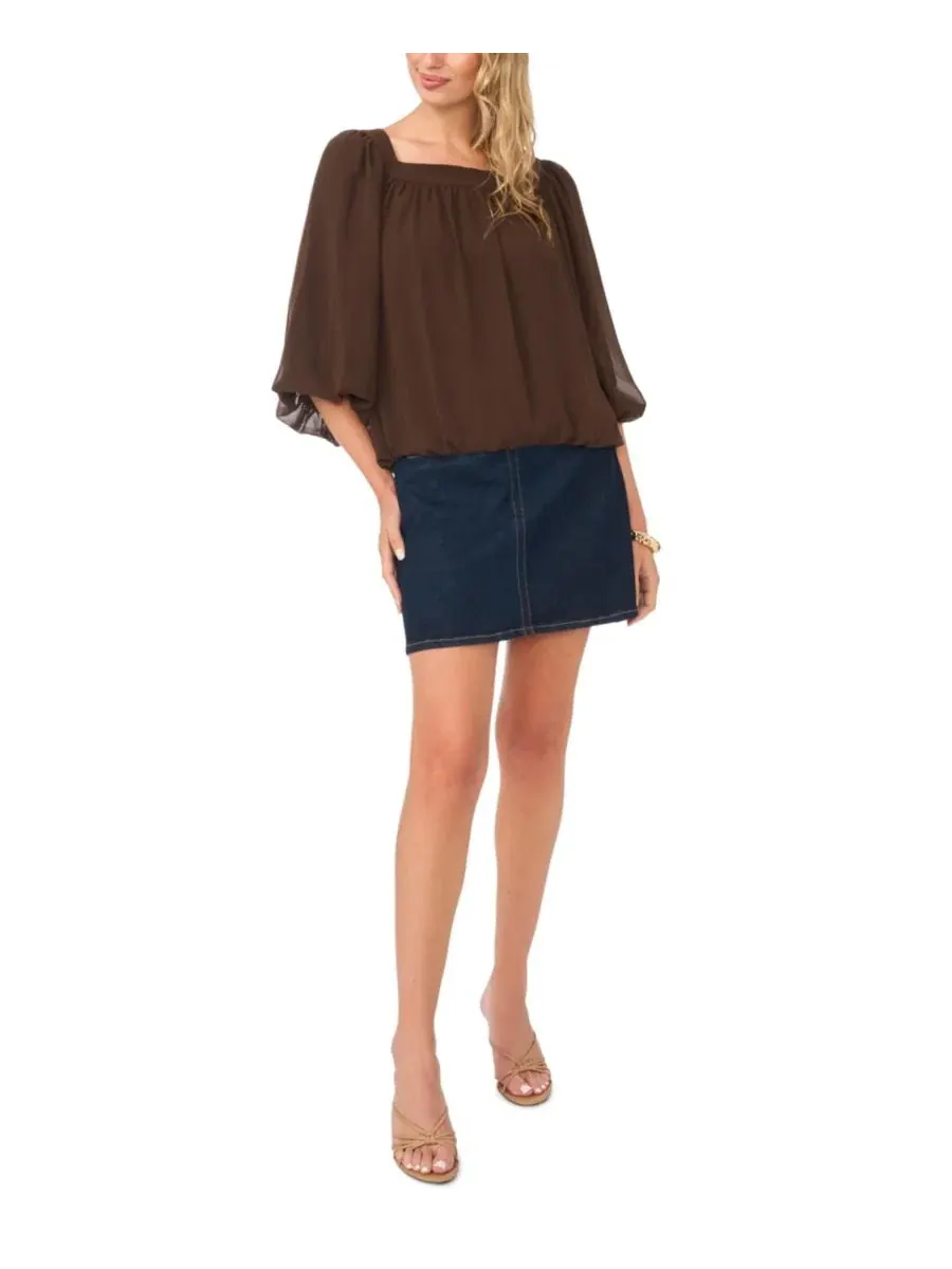 Блуза-баллон с квадратным вырезом, коротким рукавом Vince Camuto, Rich Choco — изображение 2 из 5