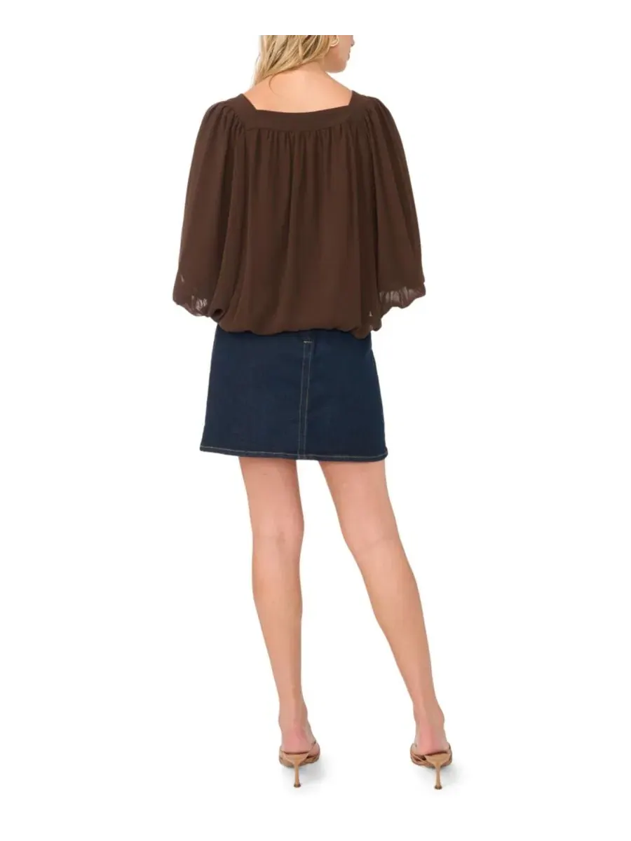 Блуза-баллон с квадратным вырезом, коротким рукавом Vince Camuto, Rich Choco — изображение 5 из 5