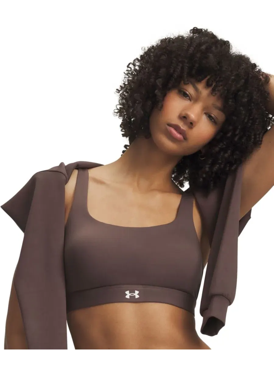 Спортивный бюстгальтер для женщин с U-образным вырезом, модель Motion High Under Armour — изображение 1 из 3, бежевый